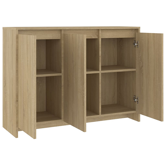 Leehi Wooden Sideboard With 3 Doors In Sonoma Oak