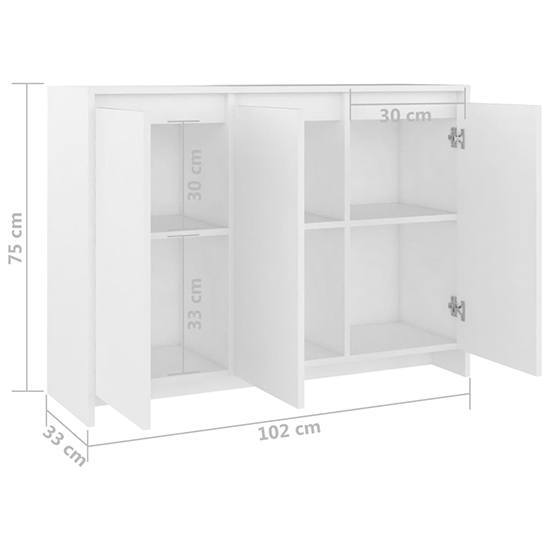 Leehi Wooden Sideboard With 3 Doors In White