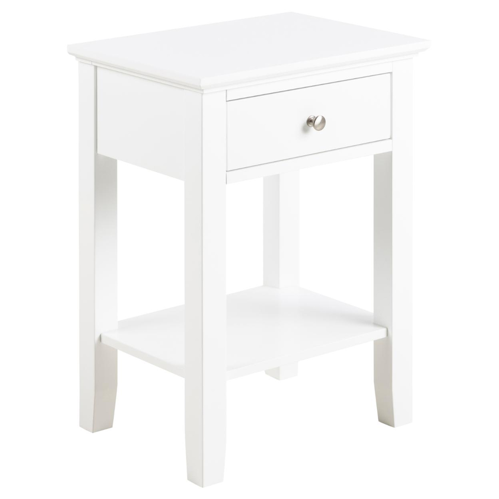 Leesburg Wooden Bedside Cabinet With 1 Drawer In White
