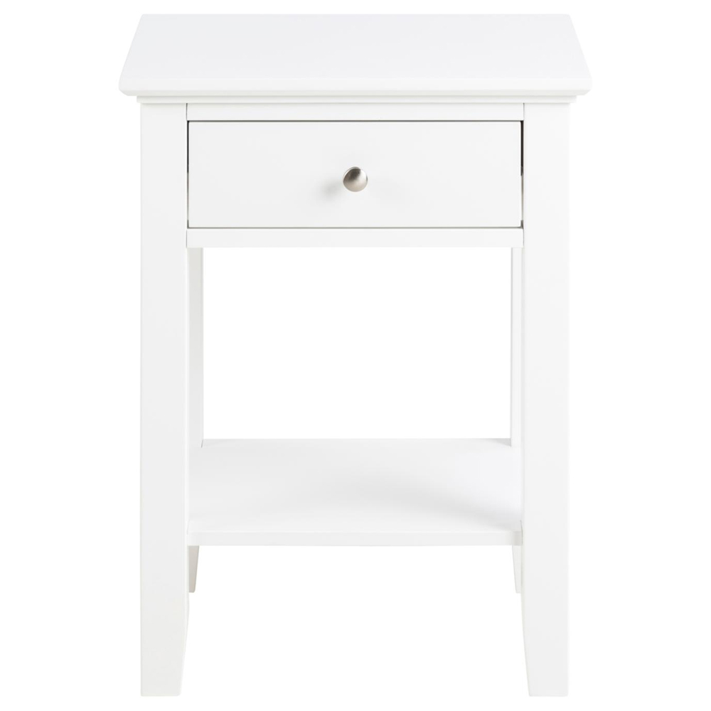 Leesburg Wooden Bedside Cabinet With 1 Drawer In White