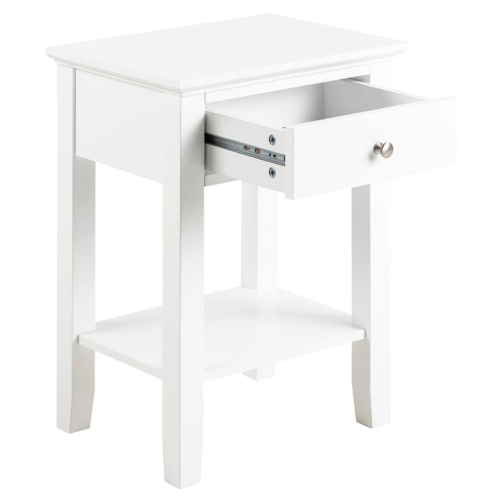 Leesburg Wooden Bedside Cabinet With 1 Drawer In White