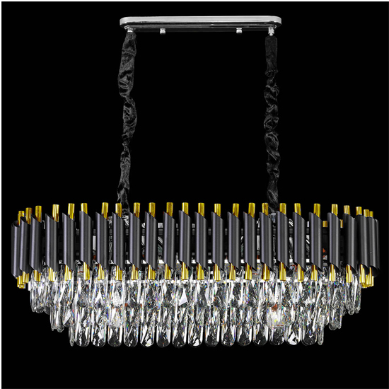Leeza Rectangular Chandelier Ceiling Light In Gold