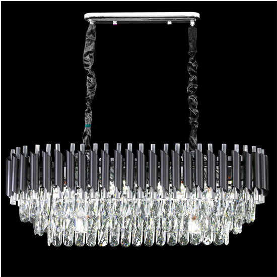 Product photograph of Leeza Rectangular Chandelier Ceiling Light In Silver from Furniture in Fashion