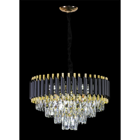 Product photograph of Leeza Round Large Chandelier Ceiling Light In Gold from Furniture in Fashion