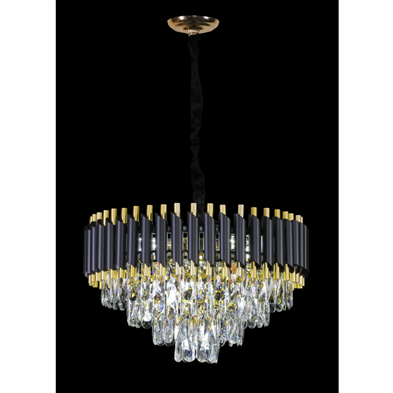 Photo of Leeza round small chandelier ceiling light in gold
