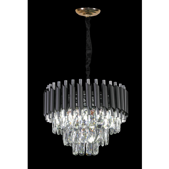Read more about Leeza round small chandelier ceiling light in silver
