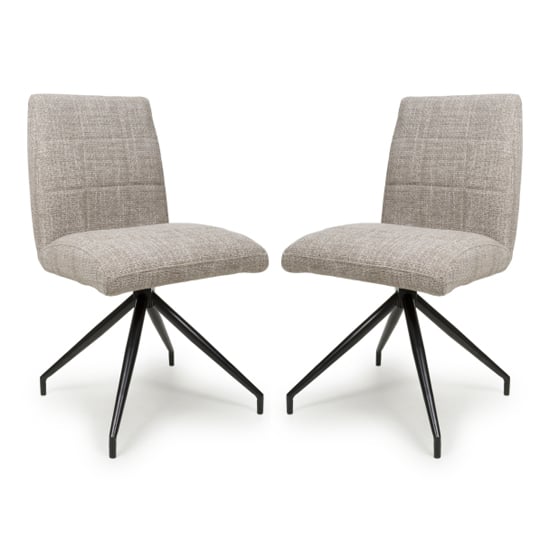 Legain Oatmeal Tweed Fabric Dining Chairs In Pair