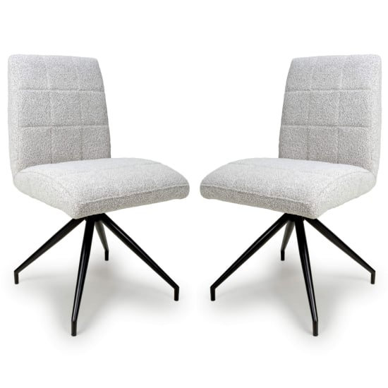 Product photograph of Legain Smoke Grey Boucle Fabric Dining Chairs In Pair from Furniture in Fashion