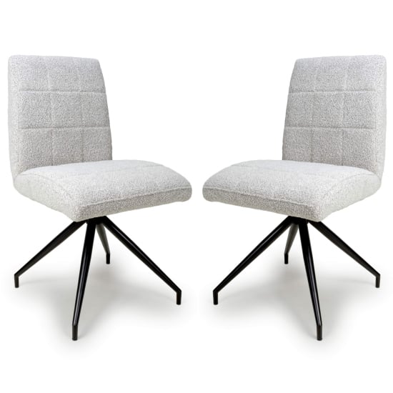 Read more about Legain smoked grey farbic dining chairs with black legs in pair