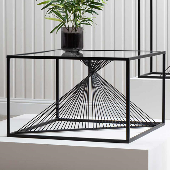 Lehi Clear Glass Top Coffee Table With Black Metal Frame Furniture in