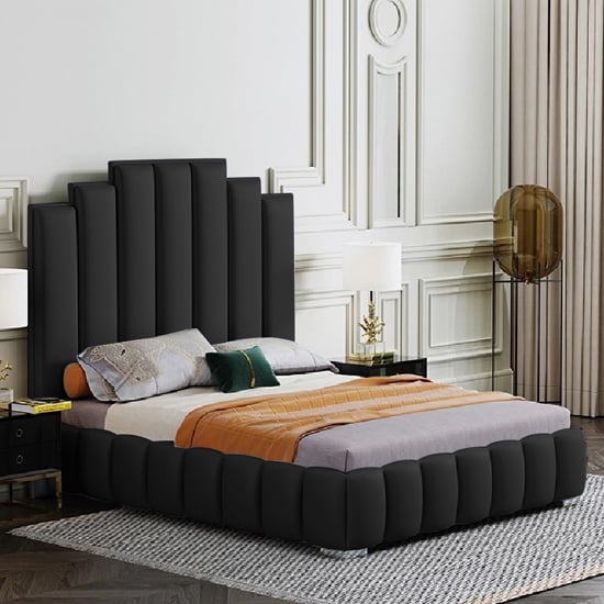 Product photograph of Leica Plush Velvet Double Bed In Black from Furniture in Fashion