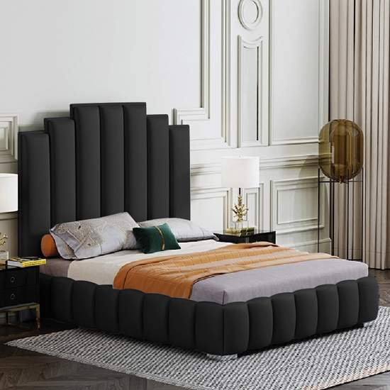 Leica Plush Velvet Double Bed In Black