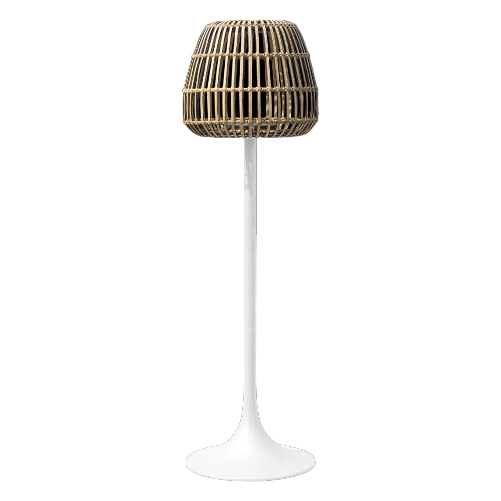 Leicester Tall Rattan Solar Lantern In White And Sand