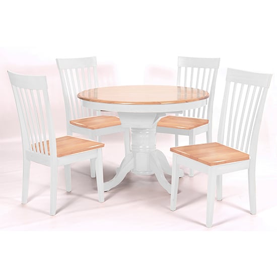 Read more about Larkin wooden extending dining set in oak white with 4 chairs