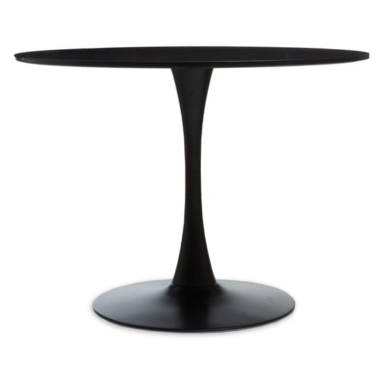 Leila 100cm Wooden Top Dining Table With Metal Base In Black