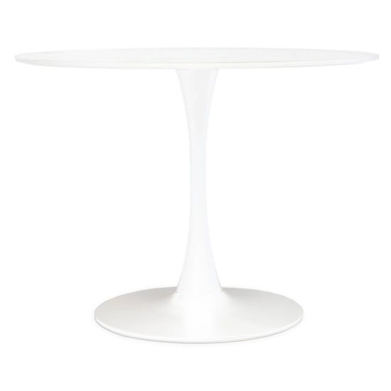Leila 100cm Wooden Top Dining Table With Metal Base In White
