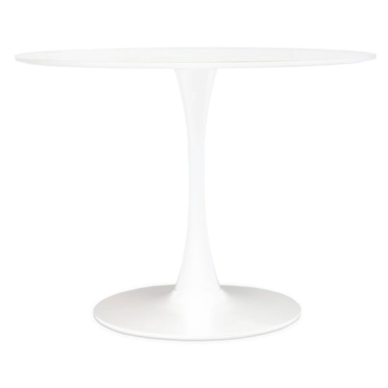 Photo of Leila 100cm wooden top dining table with metal base in white