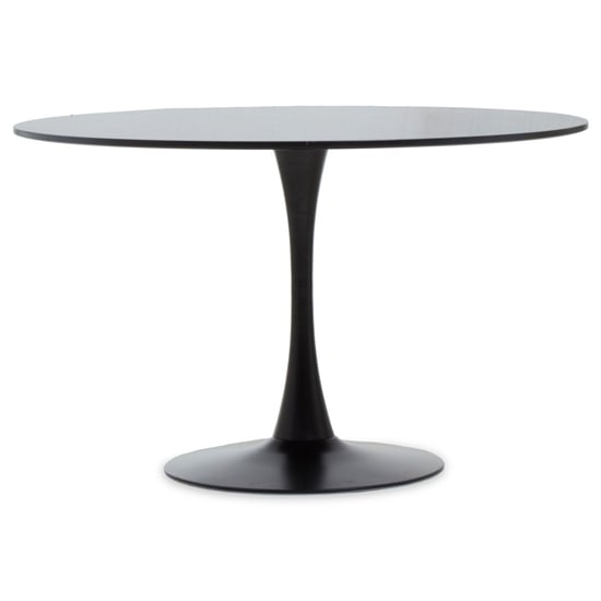 Product photograph of Leila 120cm Wooden Top Dining Table With Metal Base In Black from Furniture in Fashion