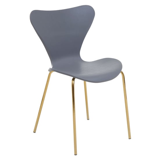 Read more about Leila plastic dining chair with gold metal legs in grey