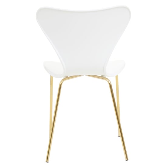 Leila White Plastic Dining Chairs With Gold Metal legs In A Pair