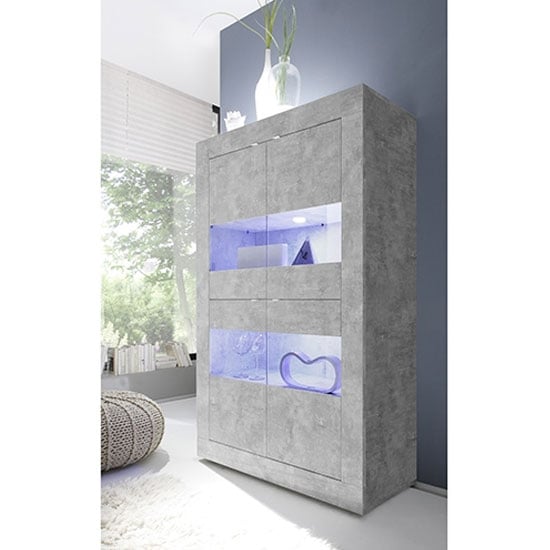 Product photograph of Taylor Led Wooden Display Cabinet In Concrete With 4 Doors from Furniture in Fashion