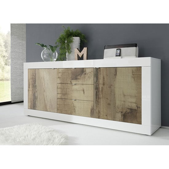 Photo of Taylor wooden sideboard in white high gloss and pero