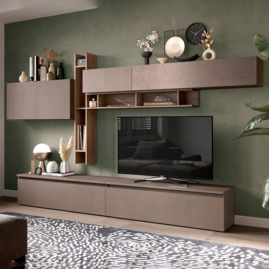Product photograph of Leilexi Wooden Entertainment Unit In Bronze And Mercure from Furniture in Fashion