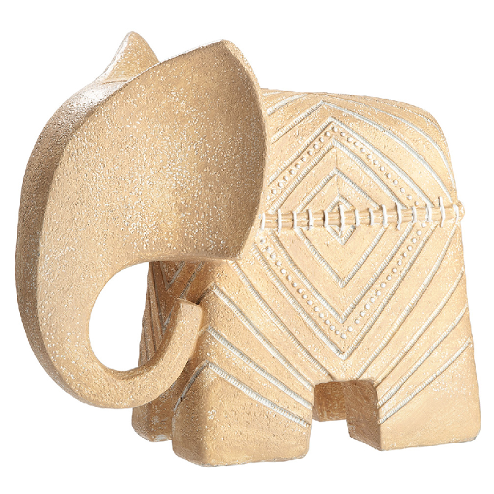 Leipzig Synthetic Resin Set Of 2 Elephant Sculpture In Beige And Black