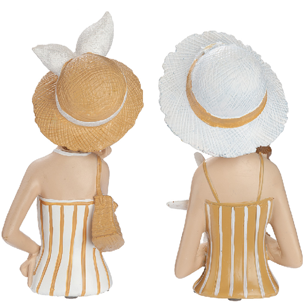 Leipzig Synthetic Resin Set Of 2 Women Sculpture In Matt Cream