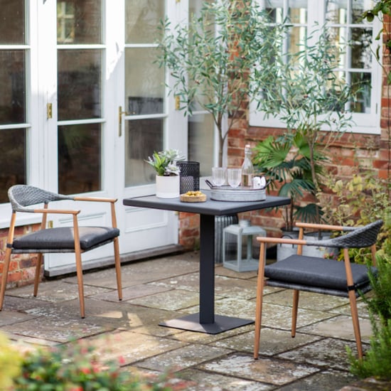 Read more about Leire outdoor poly rattan 2 seater bistro set in charcoal