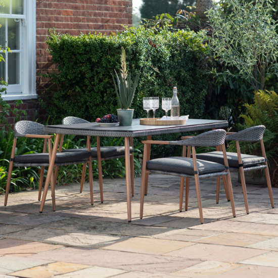 Product photograph of Leire Outdoor Poly Rattan 4 Seater Dining Set In Charcoal from Furniture in Fashion
