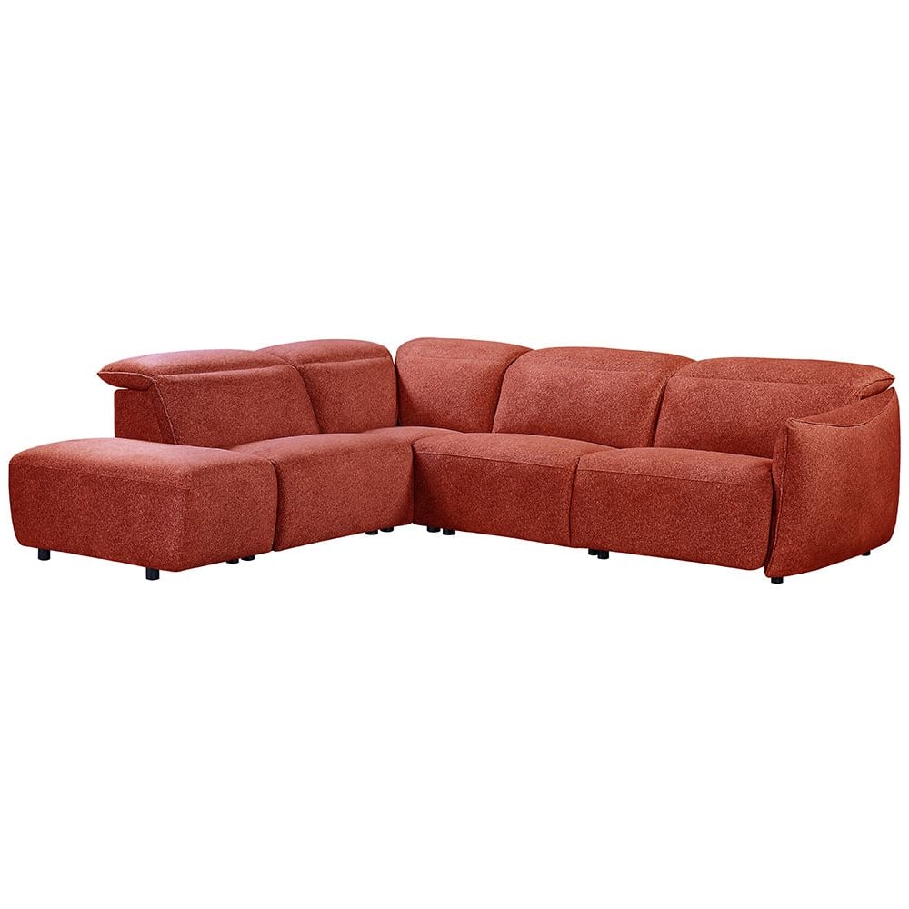 Leiria Fabric Left Handed Corner Sofa In Ruby