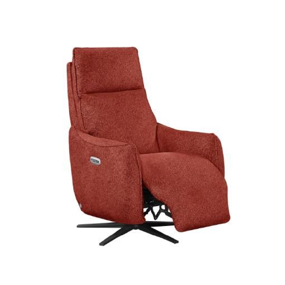 Leiria Fabric Recliner 1 Seater Sofa In Ruby