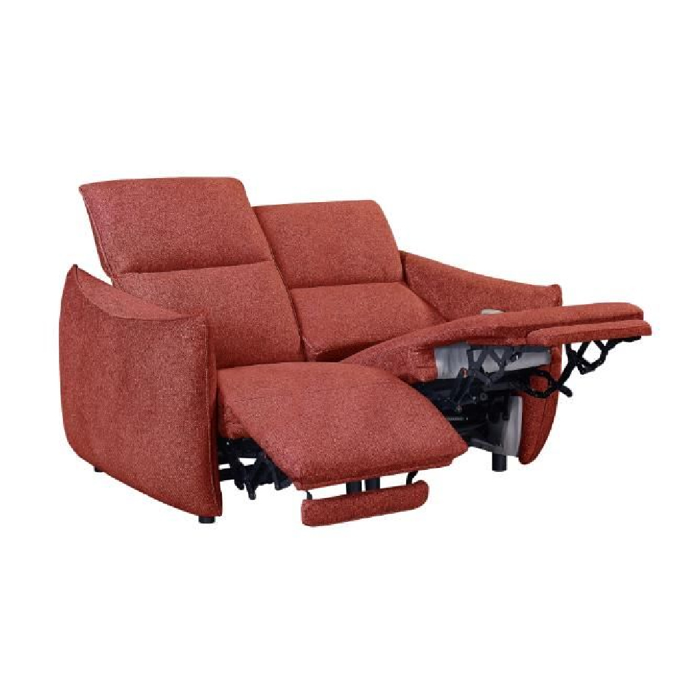 Leiria Fabric Recliner 2 Seater Sofa In Ruby