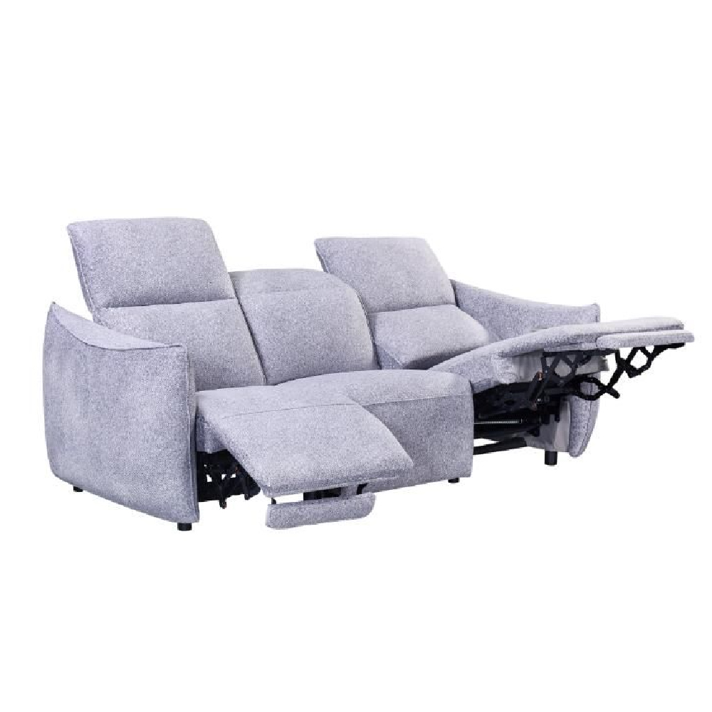 Leiria Fabric Recliner 3 Seater Sofa In Grey