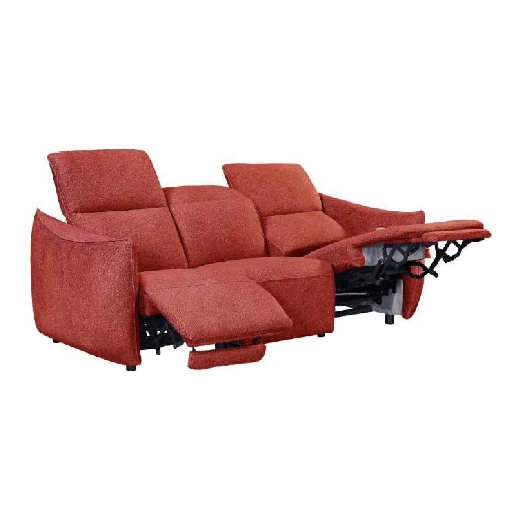 Leiria Fabric Recliner 3 Seater Sofa In Ruby