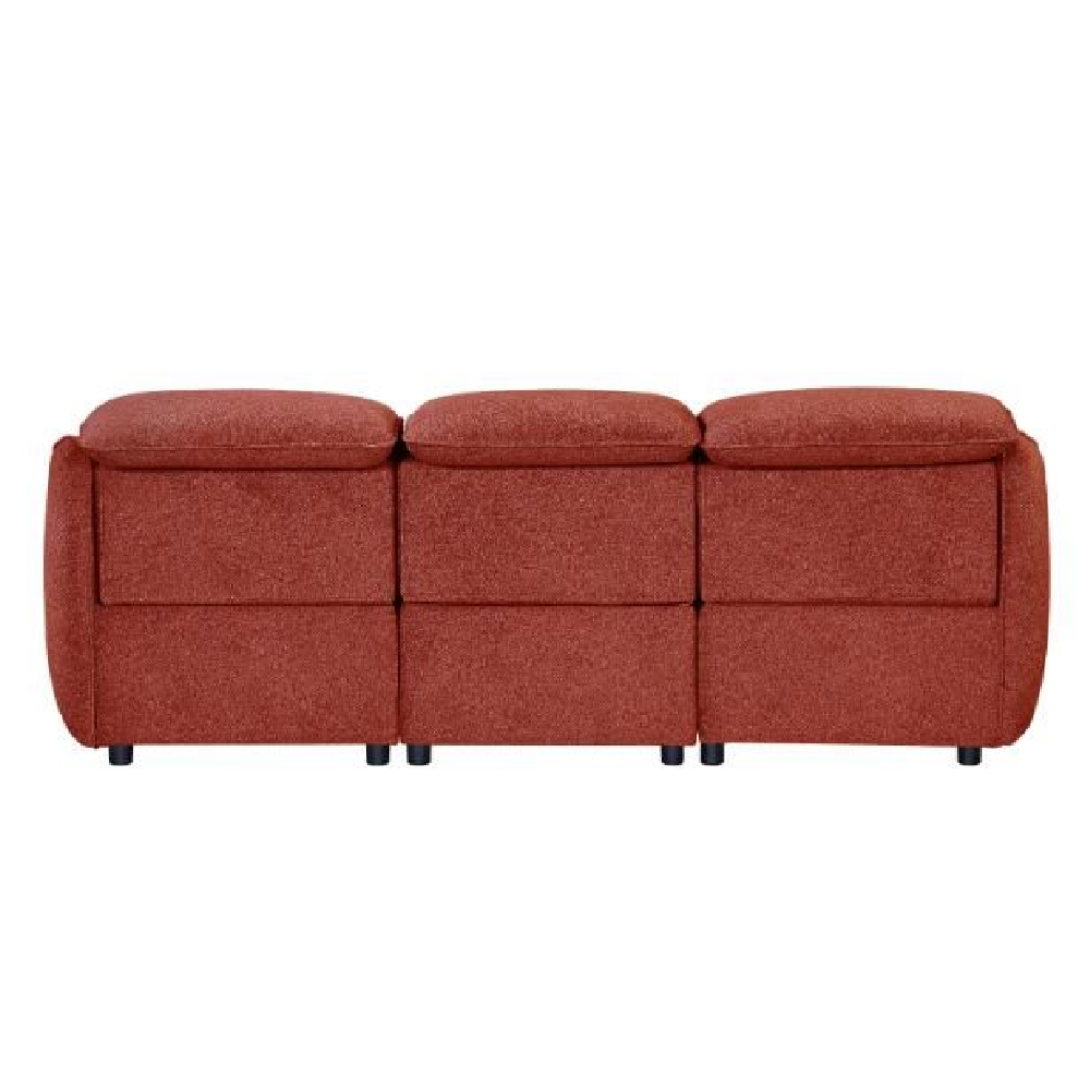 Leiria Fabric Recliner 3 Seater Sofa In Ruby