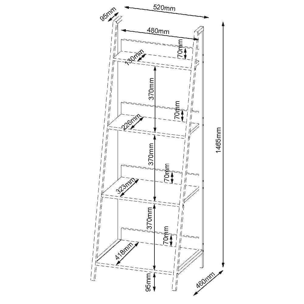 Leith Wooden Bookcase With 4 Shelves In Oak And Grey