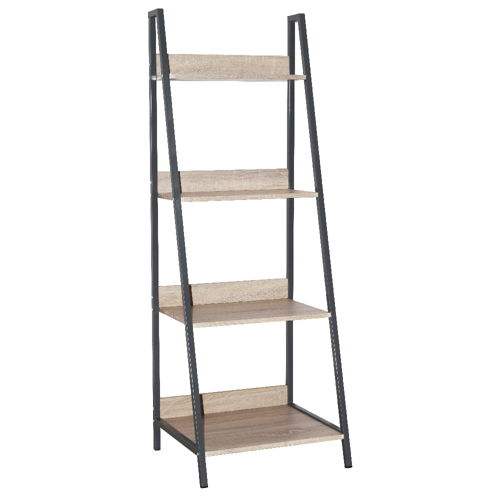 Read more about Leith wooden bookcase with 4 shelves in oak and grey