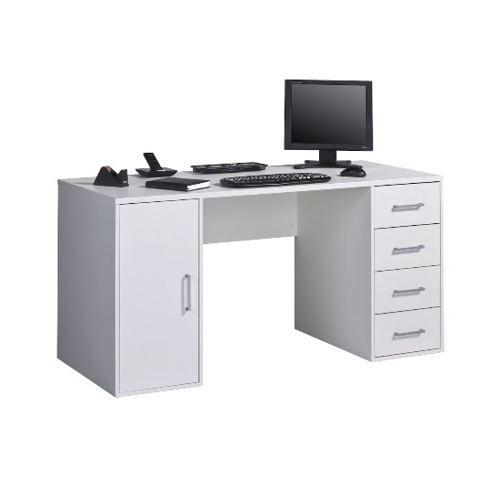 Leknes Wooden Computer Desk In White Finish Furniture In Fashion
