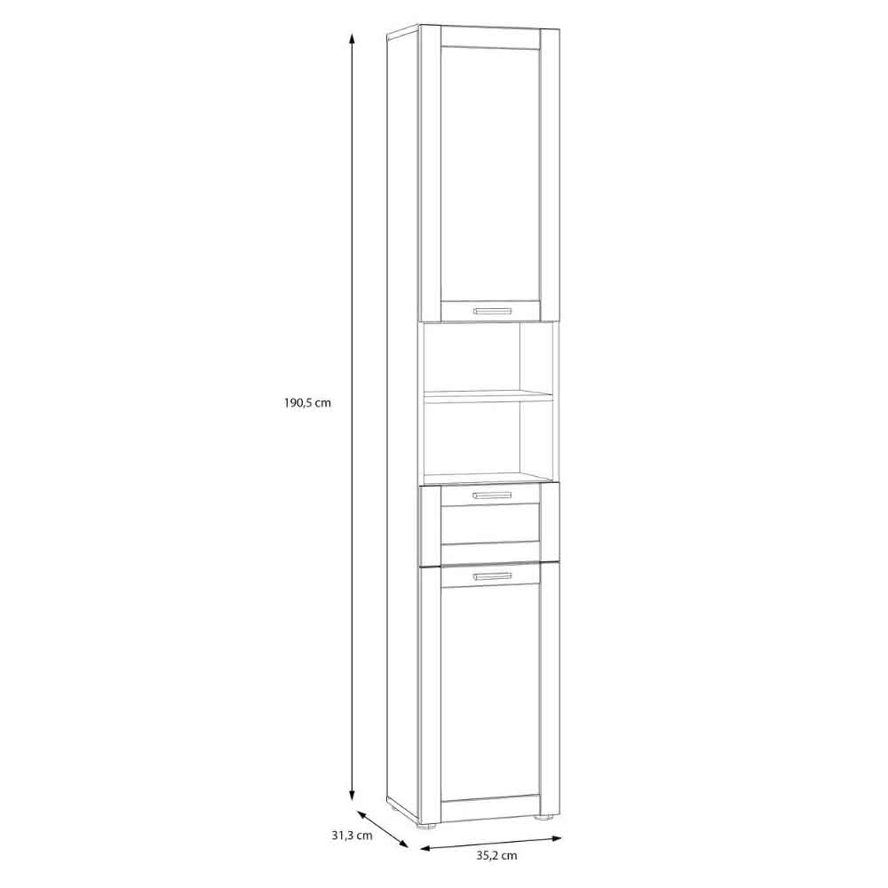 Leko Tall Narrow Wooden Bathroom Cabinet with 2 Doors 1 Drawer in White