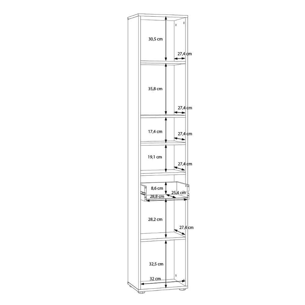 Leko Tall Narrow Wooden Bathroom Cabinet with 2 Doors 1 Drawer in White