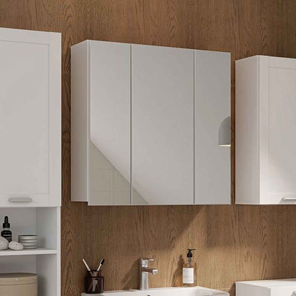 Leko Wooden Bathroom Mirror Cabinet with 3 Doors in White