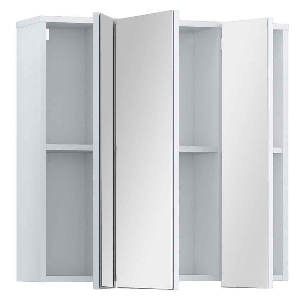 Leko Wooden Bathroom Mirror Cabinet with 3 Doors in White
