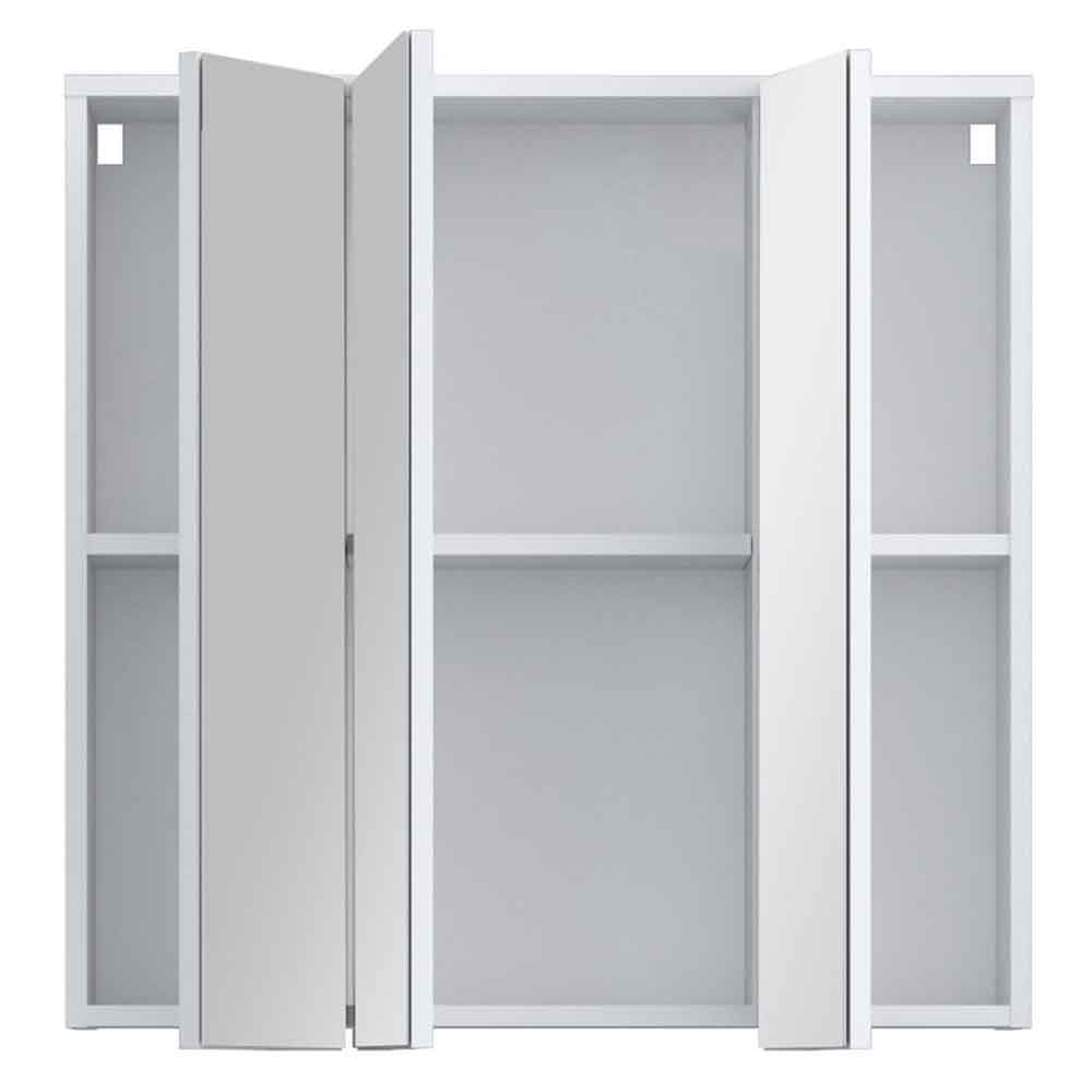 Leko Wooden Bathroom Mirror Cabinet with 3 Doors in White
