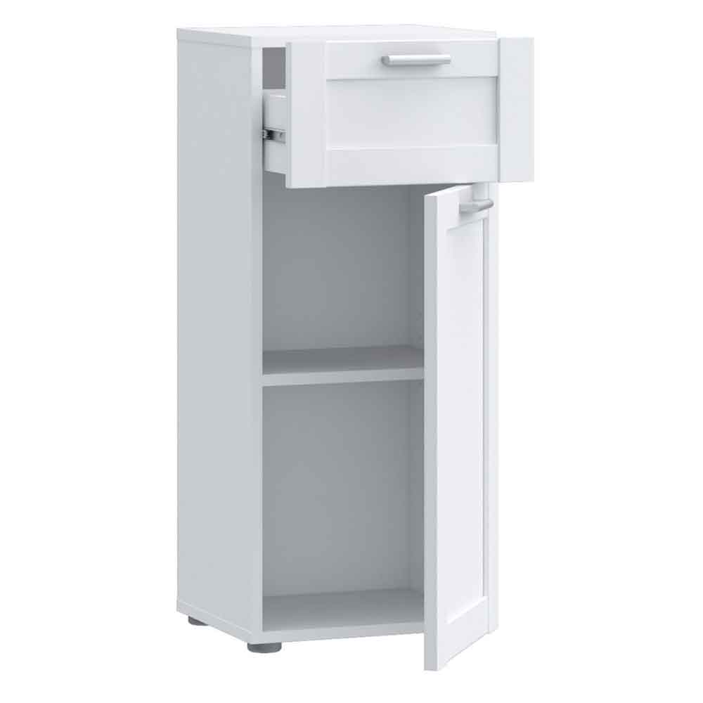 Leko Wooden Bathroom Storage Cabinet with 1 Door 1 Drawer in White