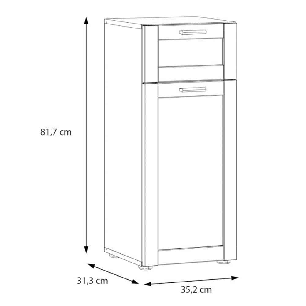Leko Wooden Bathroom Storage Cabinet with 1 Door 1 Drawer in White