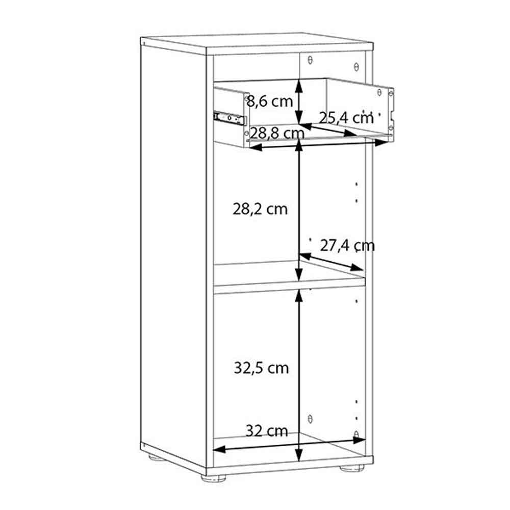 Leko Wooden Bathroom Storage Cabinet with 1 Door 1 Drawer in White