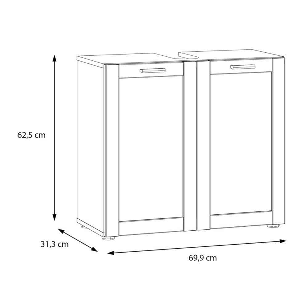 Leko Wooden Bathroom Vanity Unit with 2 Doors in White