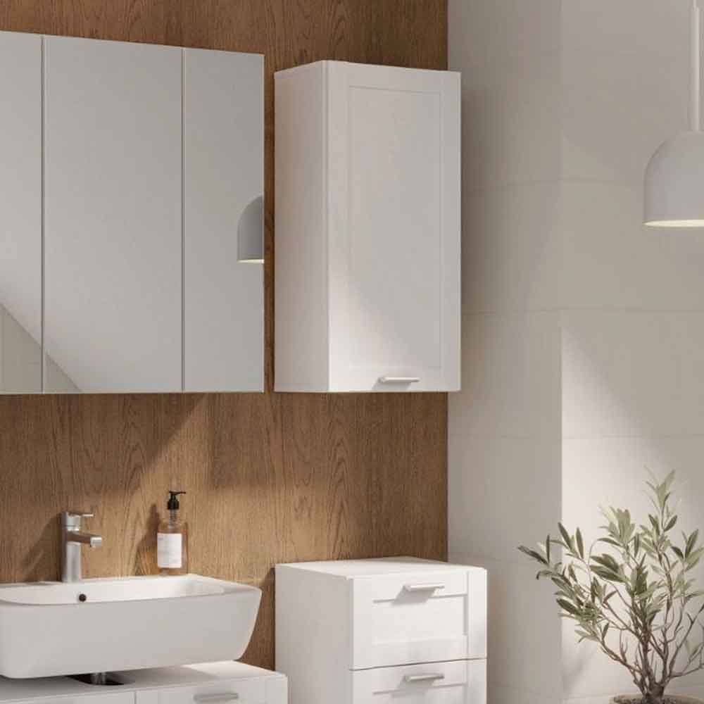 Leko Wall Mounted Wooden Bathroom Storage Unit with 1 Door in White